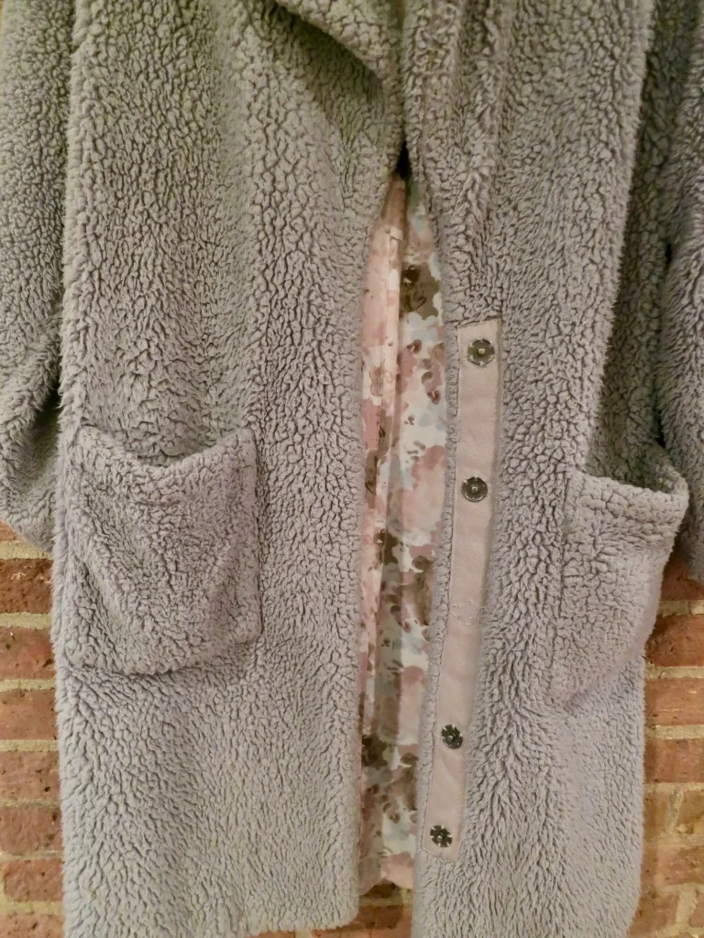 Free People Tessa Dusty Blue Grey Longline Teddy Coat | Small